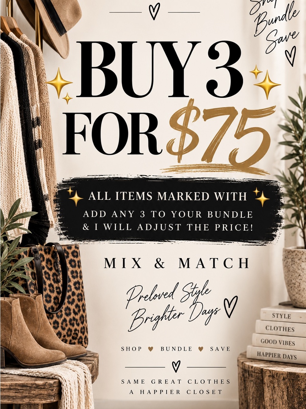 Promotional Graphic - Buy 3 for $75 Mix & Match